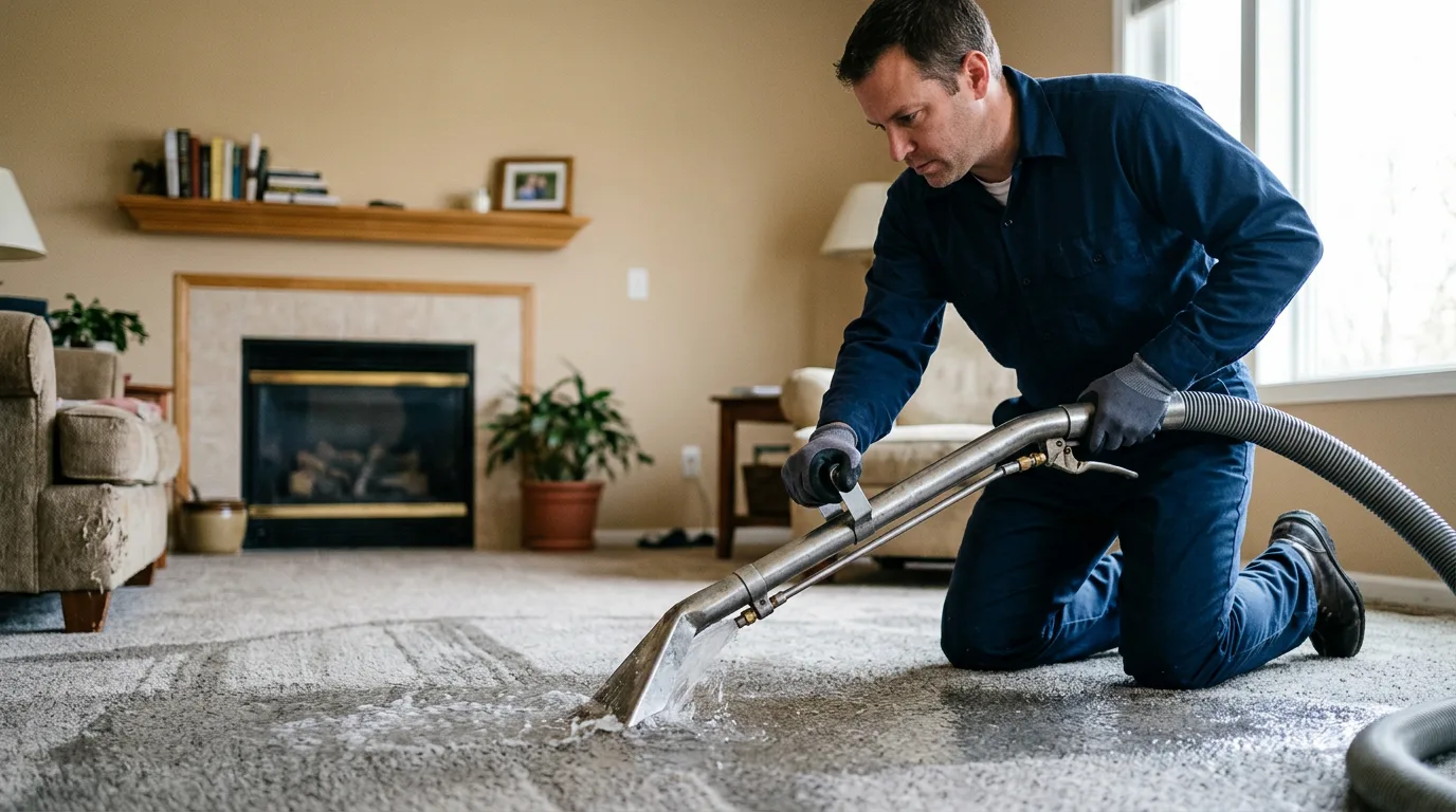 Water damage restoration technician working near Cambridge Springs, PA